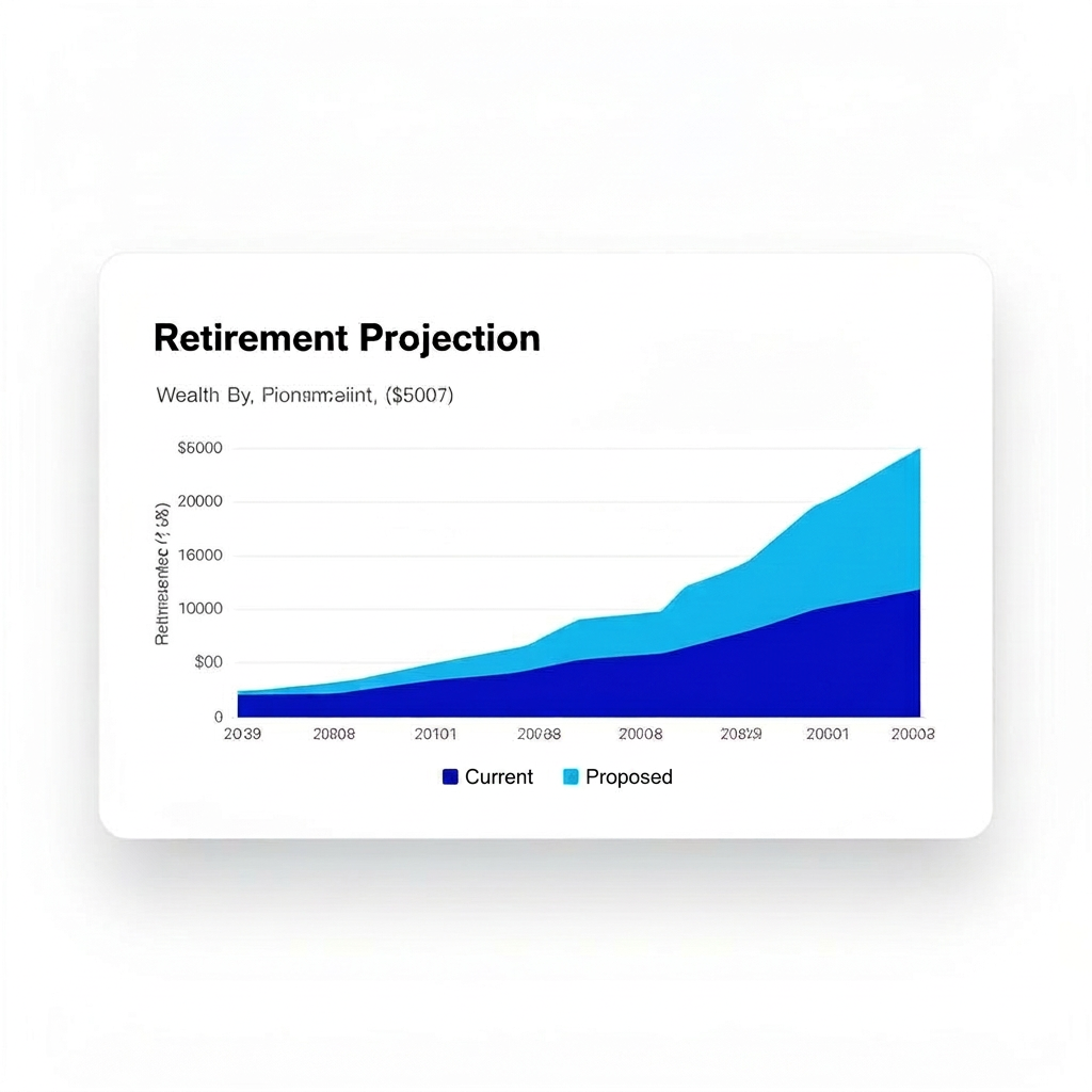 Retirement projection chart showing wealth growth over time